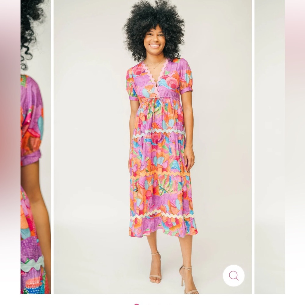 Marie by Victoria Dunn Rachelle Dress Soleil Size XS Vibrant Midi  Resortwear